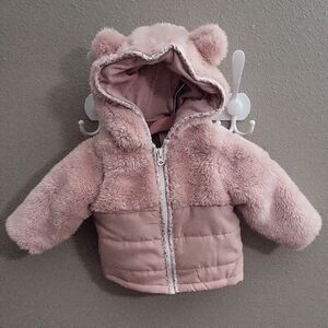 Carter's Light Pink Plush Teddy Hooded Jacket